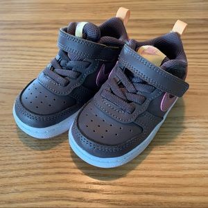 NIKE Toddler Gray Brown Pink Velcro Borough Mid 2 High Top Sneakers SZ 6